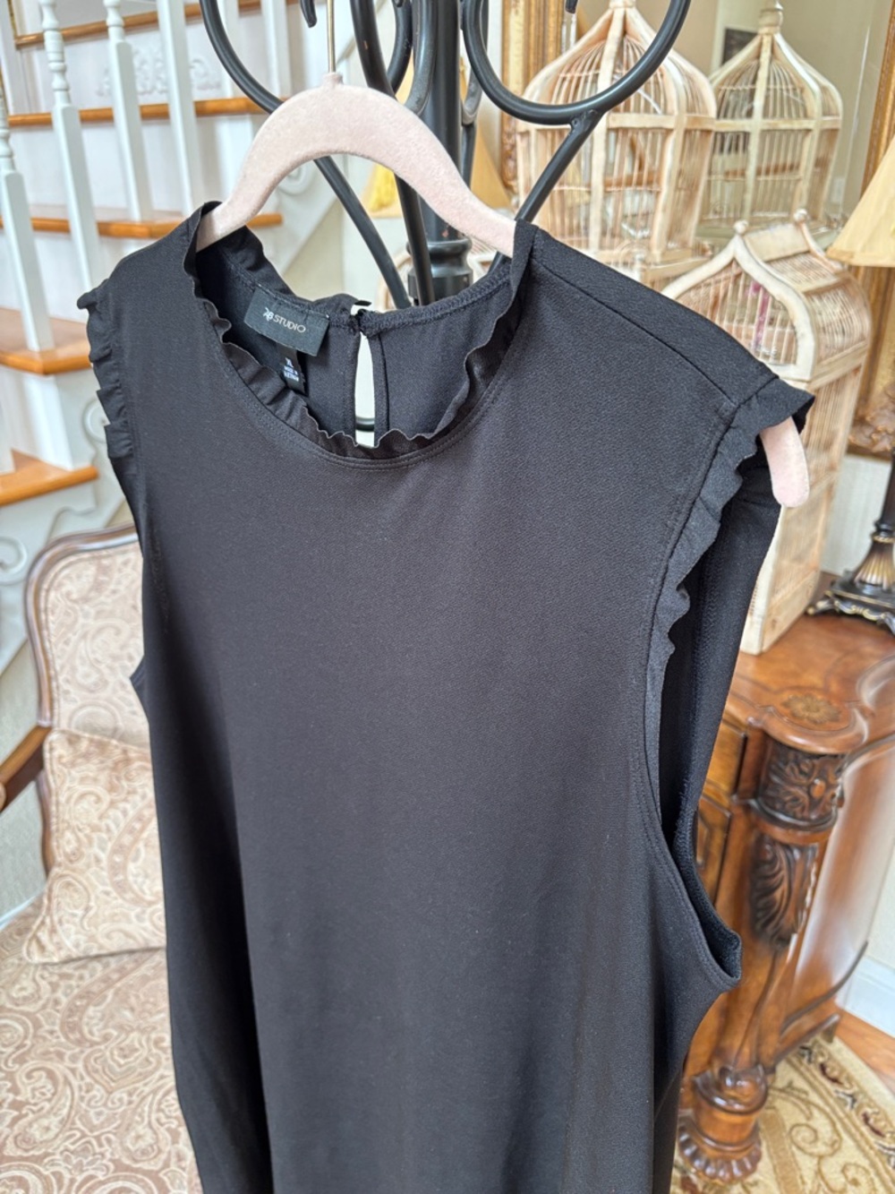 AB Studio Black Sleeveless Ruffle Neck Dress🖤Extra Large XL - Picture 2 of 10